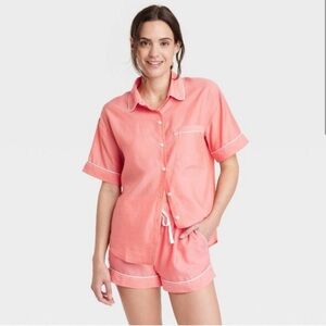 PJ set Stars Above Coral Large top & Medium shorts bottoms.